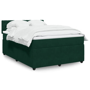Pat box spring cu saltea, verde închis, 140x190 cm, catifea