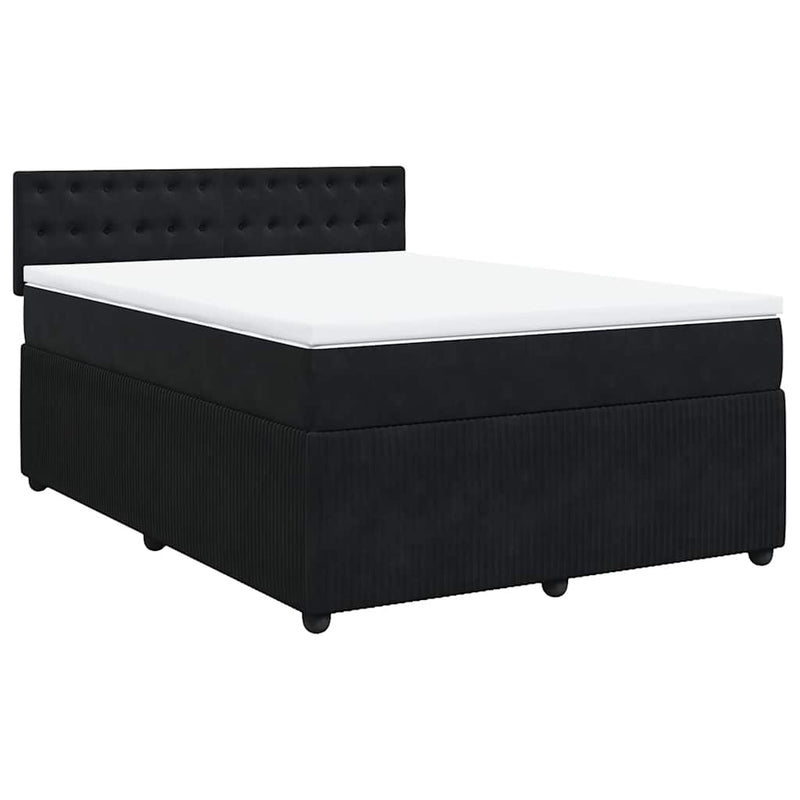 Pat box spring cu saltea, negru, 140x190 cm, catifea