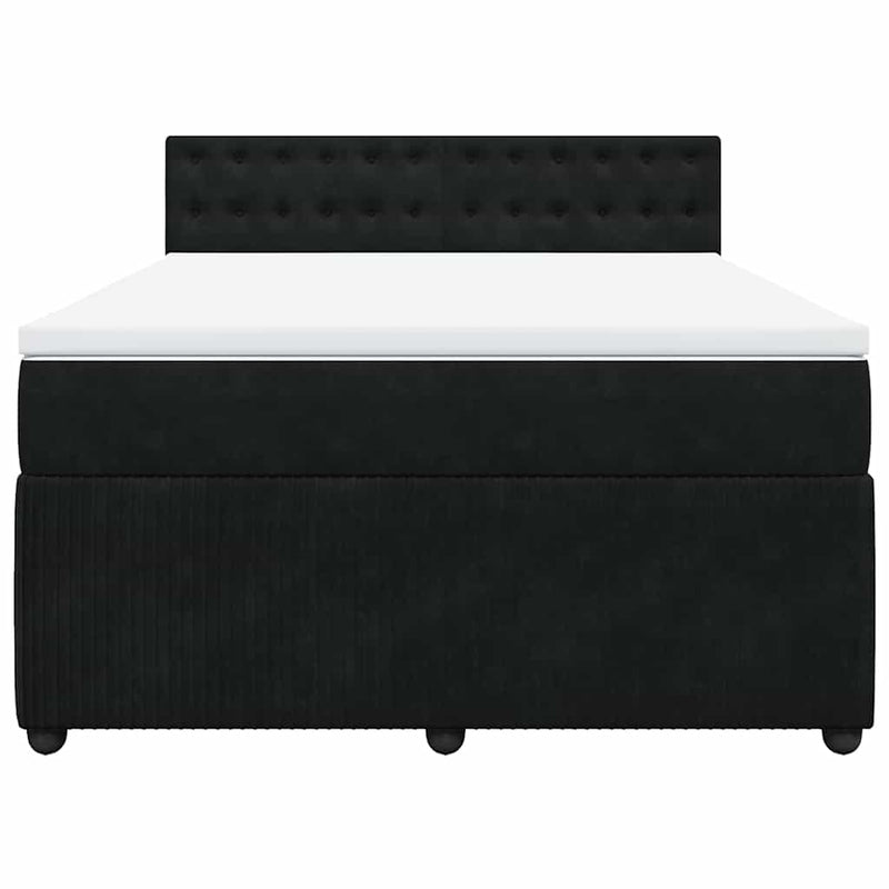 Pat box spring cu saltea, negru, 140x190 cm, catifea