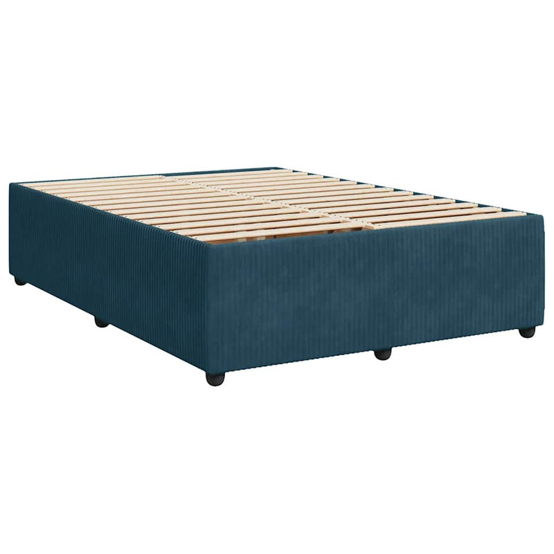 Pat box spring cu saltea, albastru, 140x200 cm, catifea