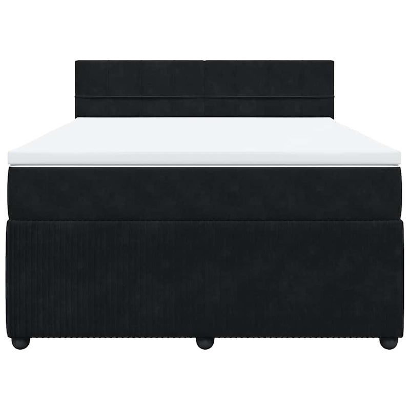 Pat box spring cu saltea, negru, 140x200 cm, catifea