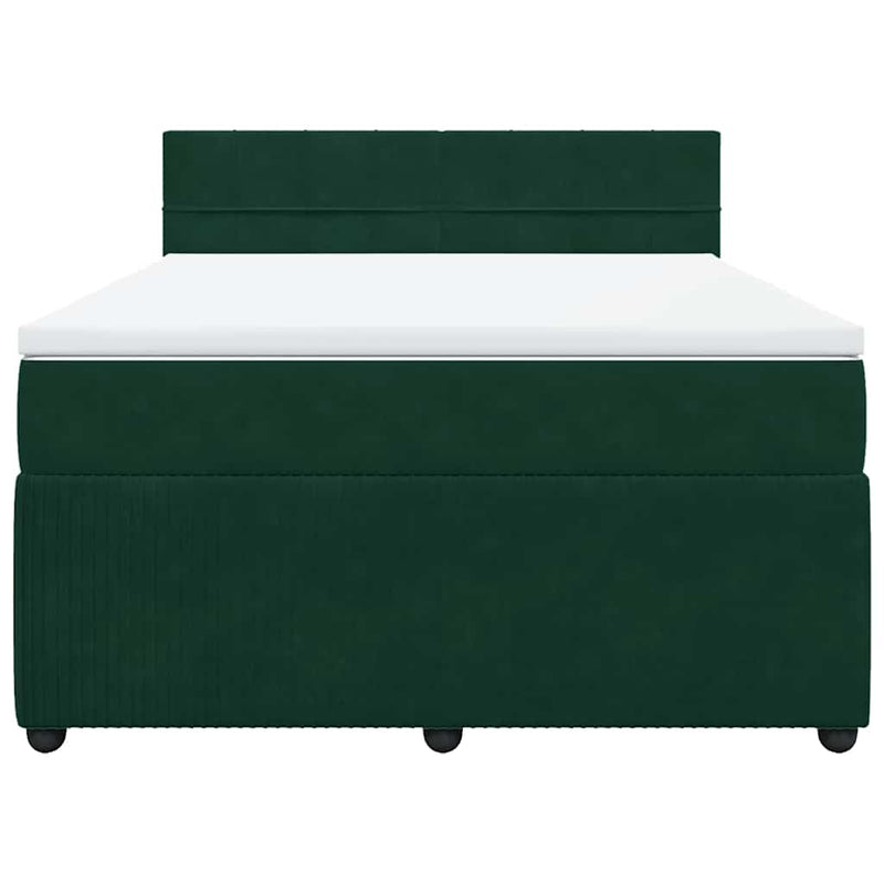 Pat box spring cu saltea, verde închis, 140x200 cm, catifea