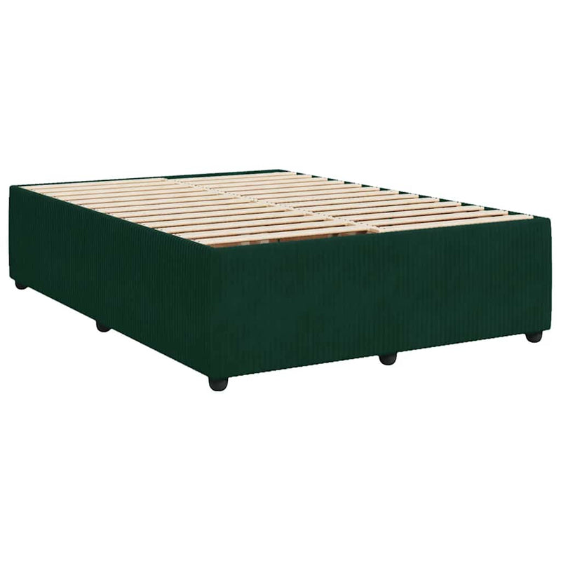 Pat box spring cu saltea, verde închis, 140x200 cm, catifea