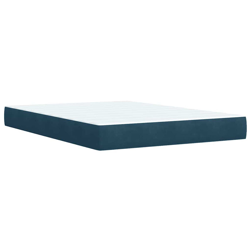 Pat box spring cu saltea, albastru, 140x200 cm, catifea