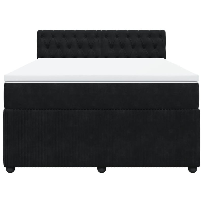 Pat box spring cu saltea, negru, 140x200 cm, catifea