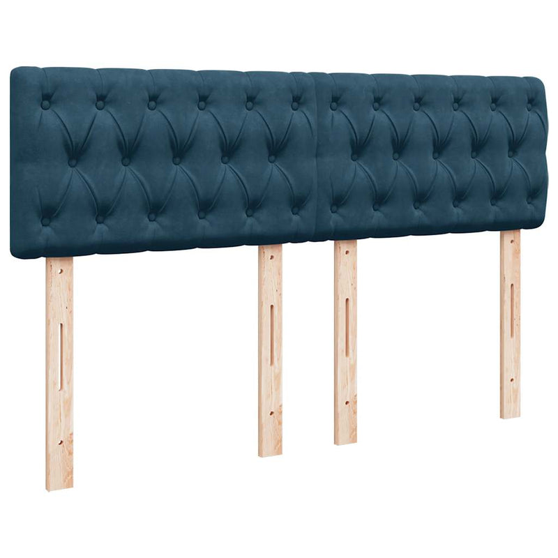 Pat box spring cu saltea, albastru, 140x200 cm, catifea