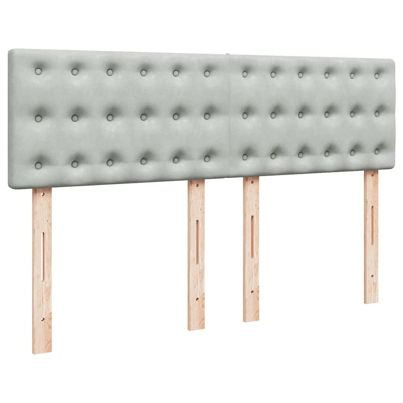 Pat box spring cu saltea, gri deschis, 140x200 cm, catifea