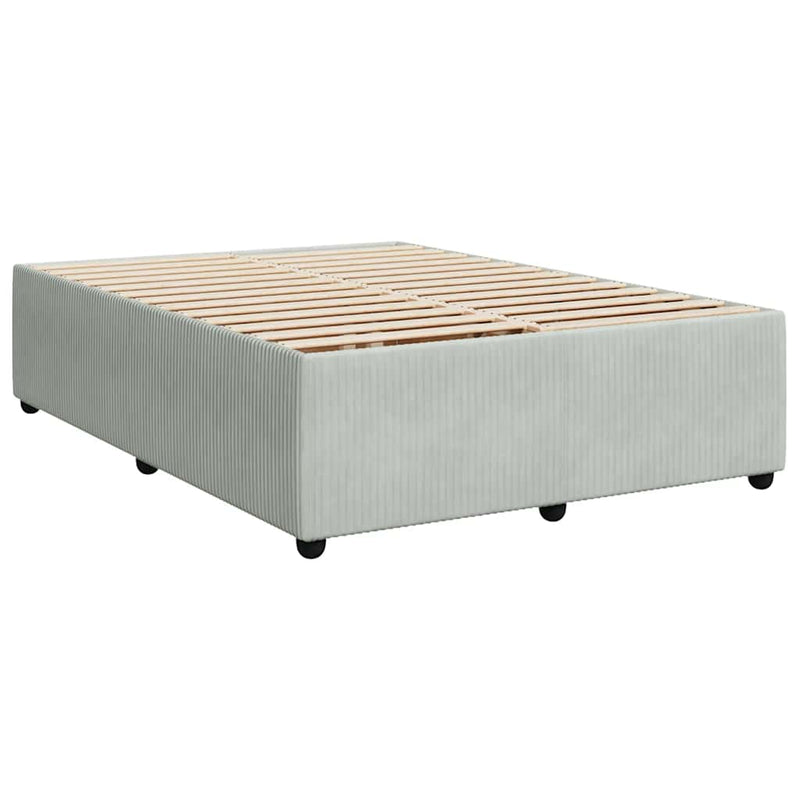 Pat box spring cu saltea, gri deschis, 140x200 cm, catifea