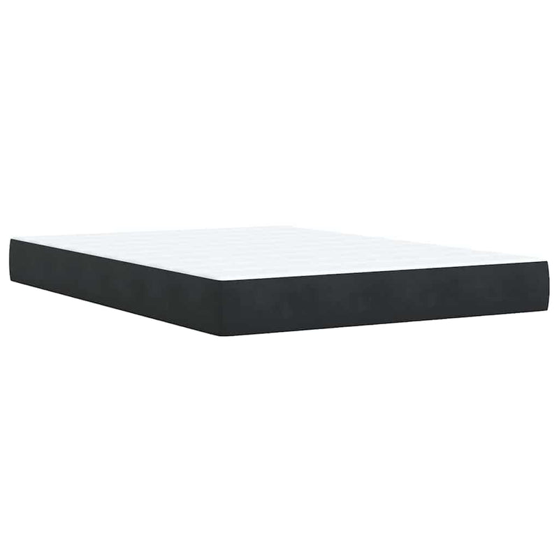 Pat box spring cu saltea, negru, 140x200 cm, catifea