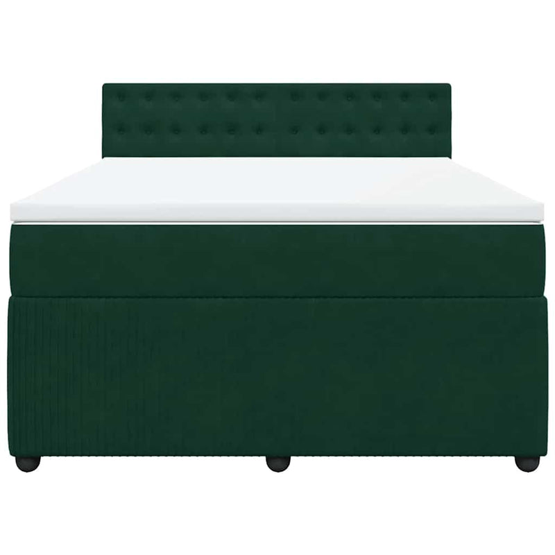 Pat box spring cu saltea, verde închis, 140x200 cm, catifea
