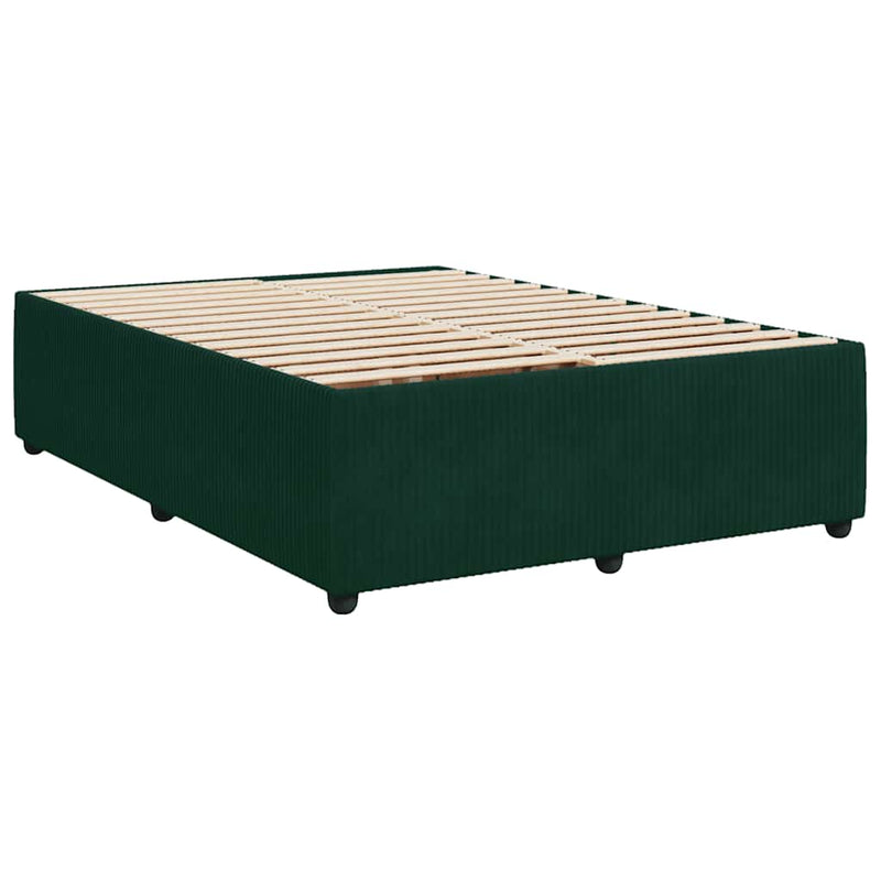 Pat box spring cu saltea, verde închis, 140x200 cm, catifea