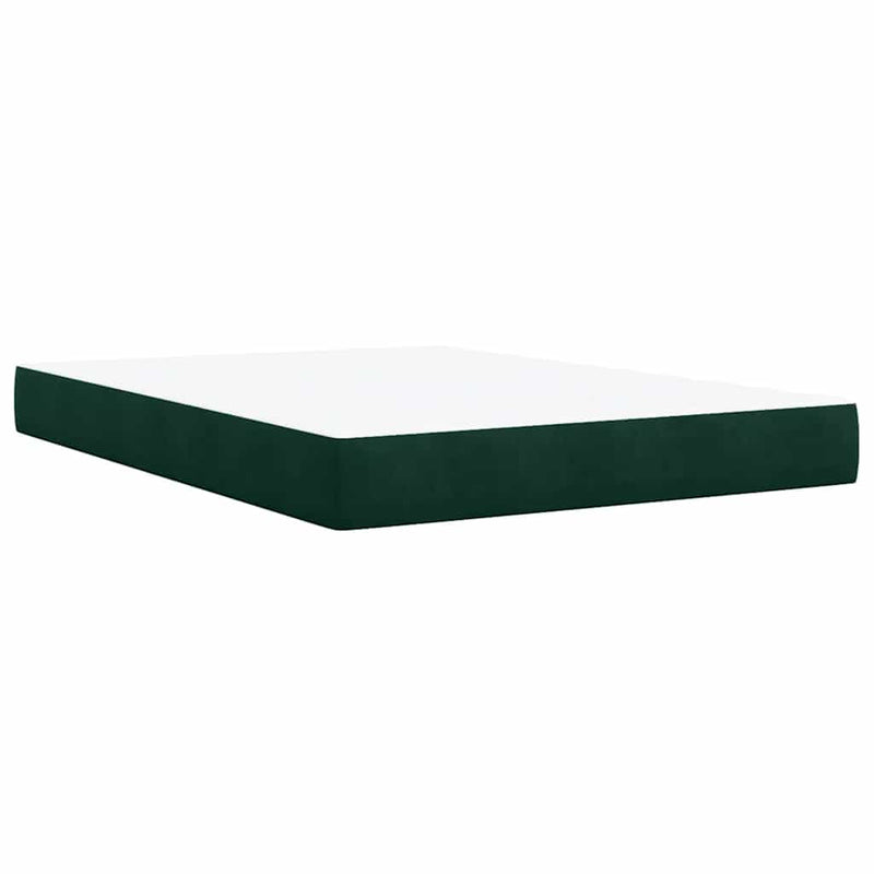 Pat box spring cu saltea, verde închis, 140x200 cm, catifea