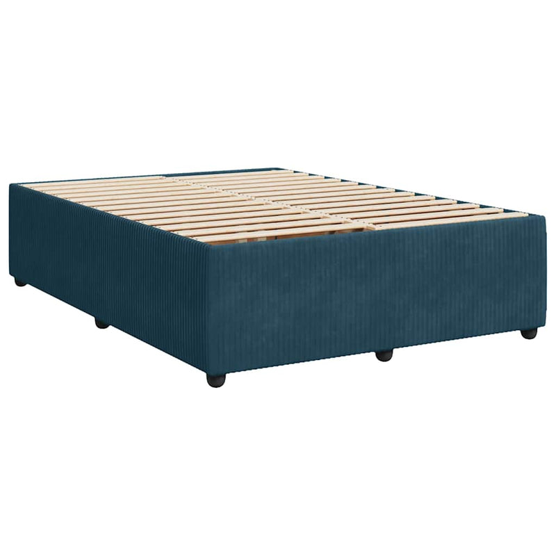 Pat box spring cu saltea, albastru, 140x200 cm, catifea