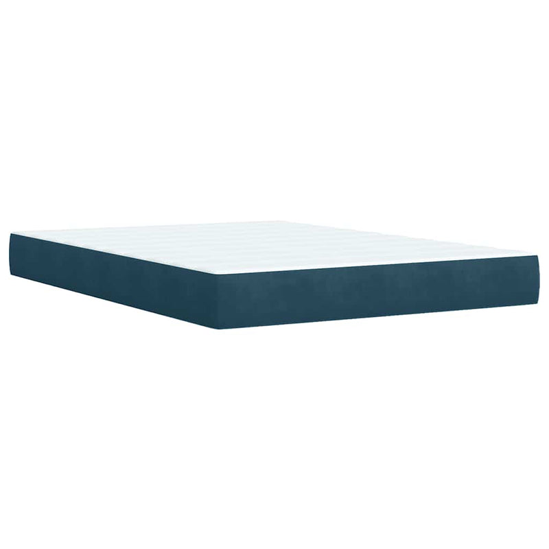 Pat box spring cu saltea, albastru, 140x200 cm, catifea