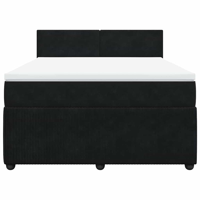 Pat box spring cu saltea, negru, 160x200 cm, catifea