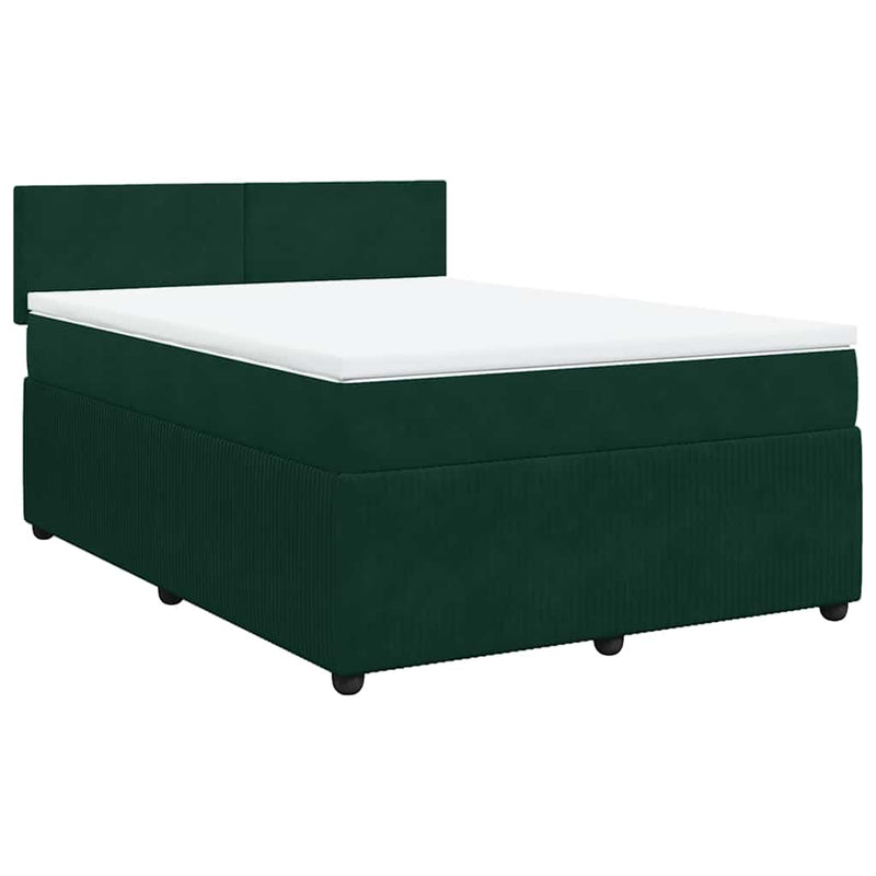 Pat box spring cu saltea, verde închis, 160x200 cm, catifea
