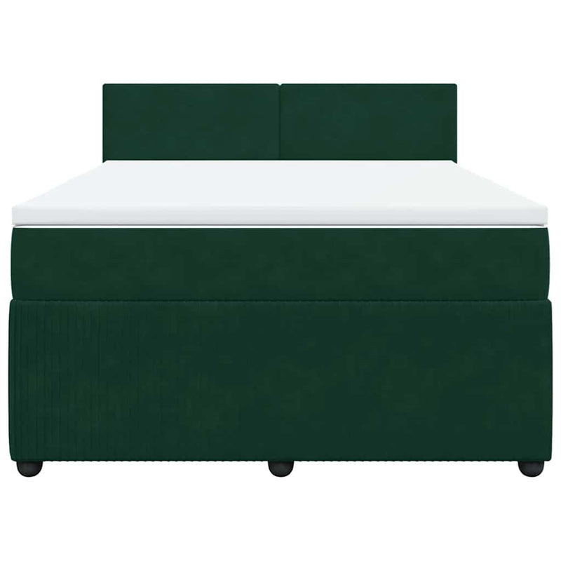 Pat box spring cu saltea, verde închis, 160x200 cm, catifea