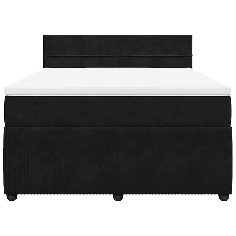 Pat box spring cu saltea, negru, 160x200 cm, catifea