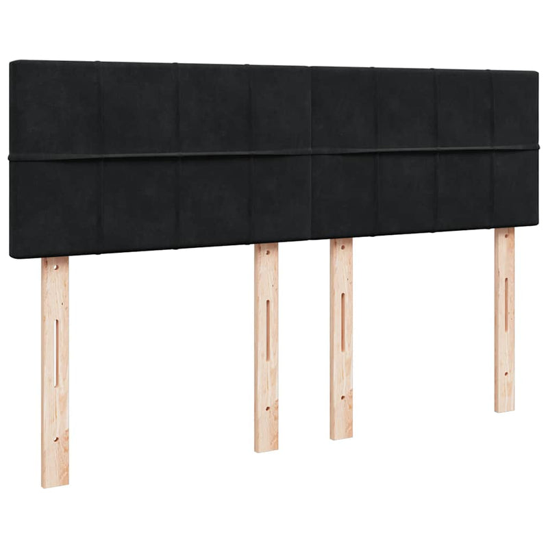Pat box spring cu saltea, negru, 160x200 cm, catifea