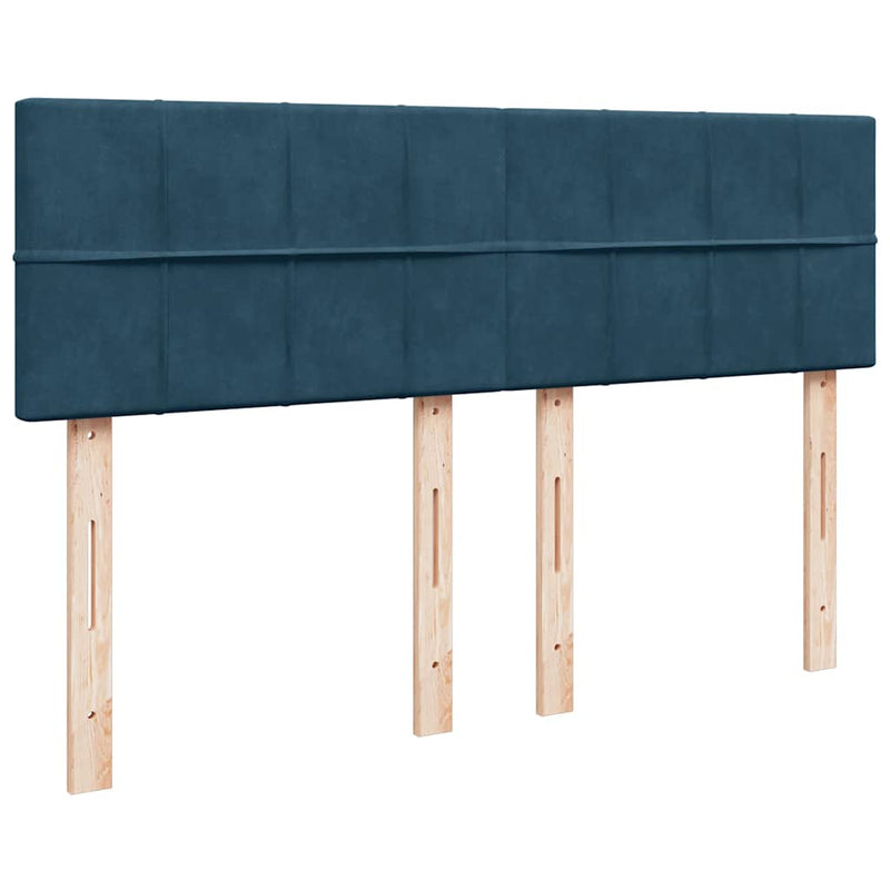 Pat box spring cu saltea, albastru, 160x200 cm, catifea