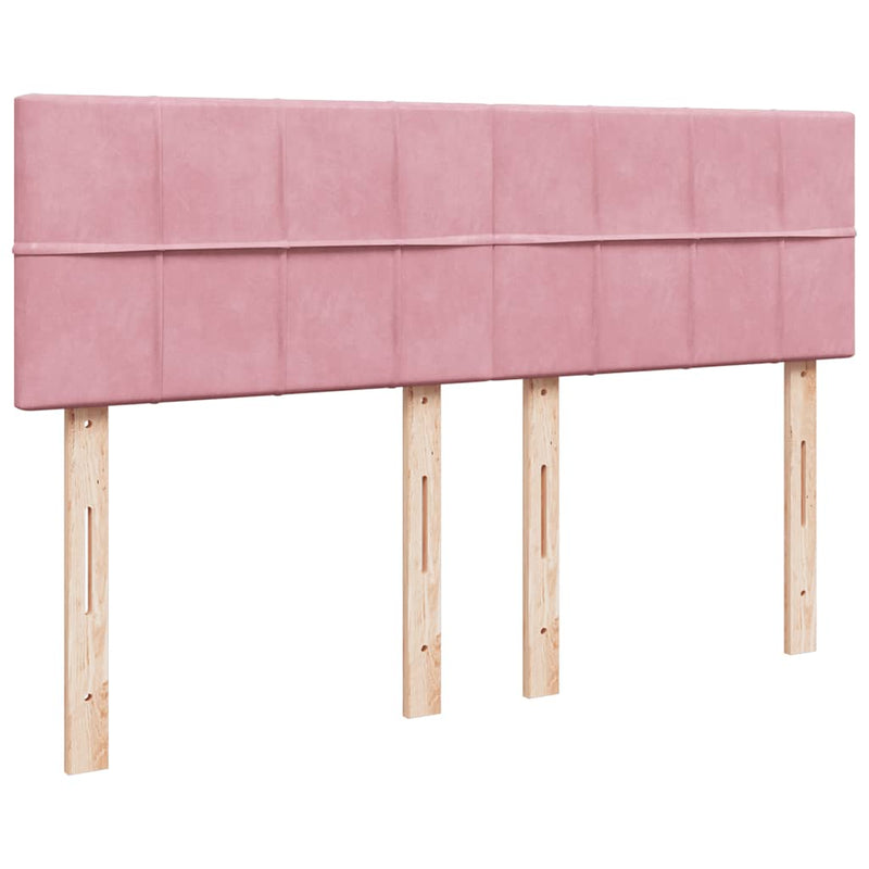 Pat box spring cu saltea, roz, 160x200 cm, catifea