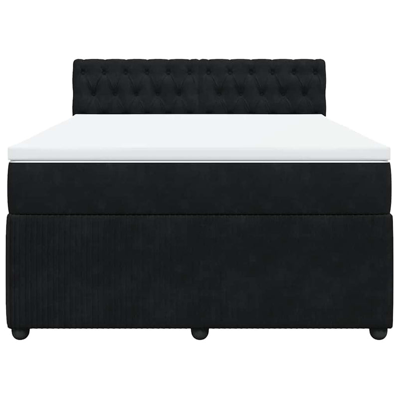 Pat box spring cu saltea, negru, 160x200 cm, catifea
