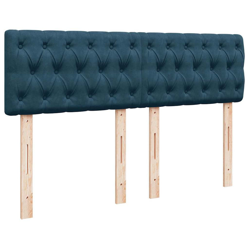 Pat box spring cu saltea, albastru, 160x200 cm, catifea