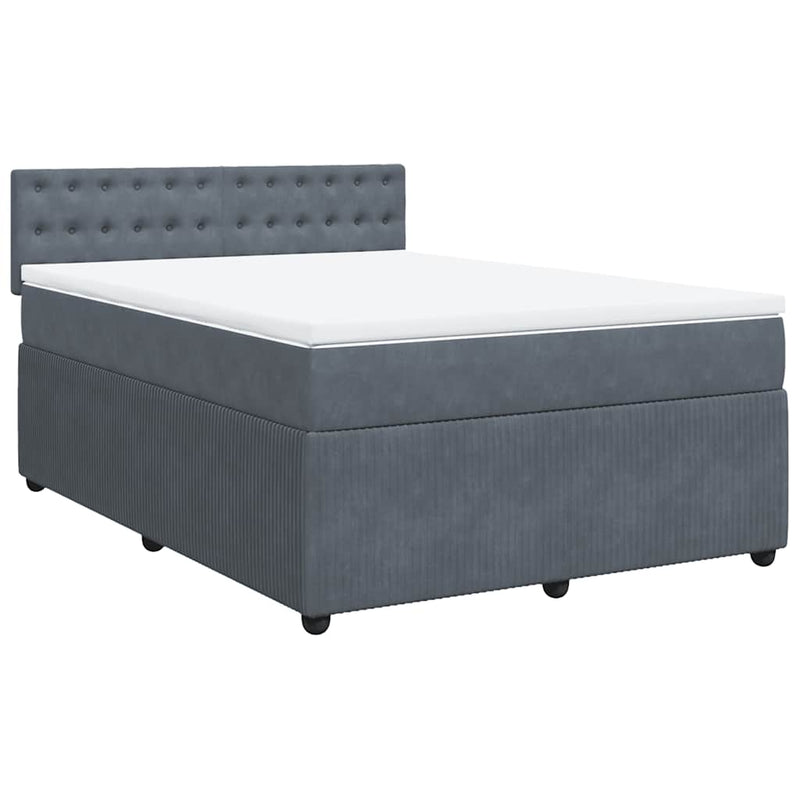 Pat box spring cu saltea, gri închis, 160x200 cm, catifea