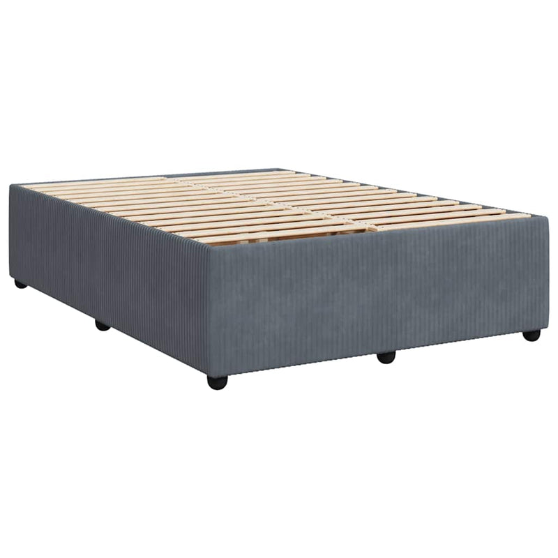Pat box spring cu saltea, gri închis, 160x200 cm, catifea