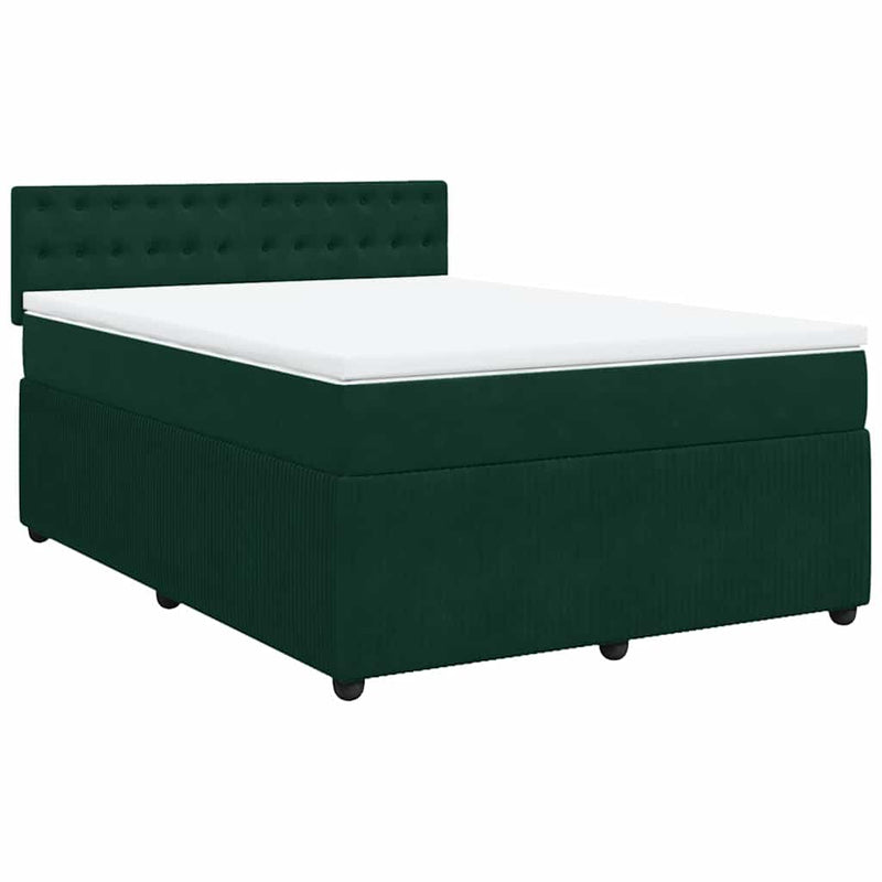 Pat box spring cu saltea, verde închis, 160x200 cm, catifea
