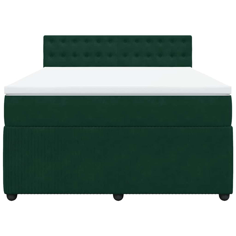 Pat box spring cu saltea, verde închis, 160x200 cm, catifea