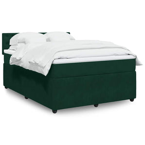 Pat box spring cu saltea, verde închis, 160x200 cm, catifea
