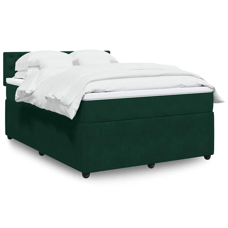 Pat box spring cu saltea, verde închis, 160x200 cm, catifea