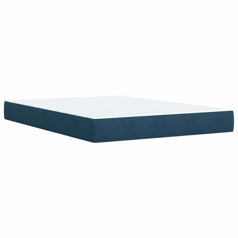 Pat box spring cu saltea, albastru, 160x200 cm, catifea