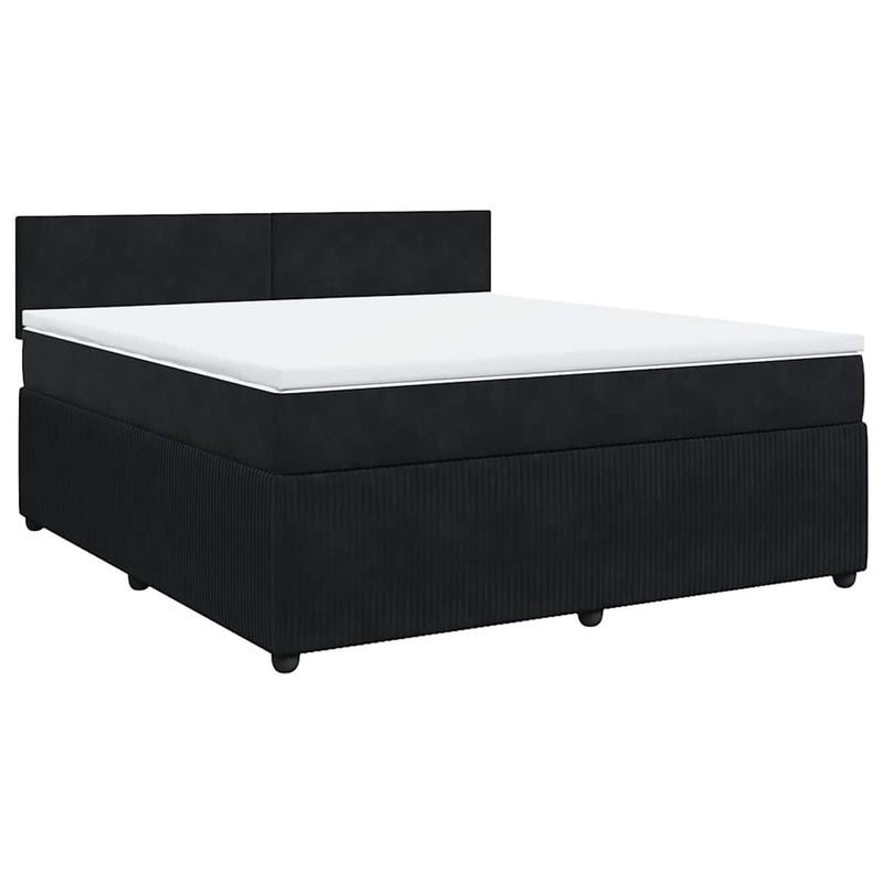 Pat box spring cu saltea, negru, 180x200 cm, catifea