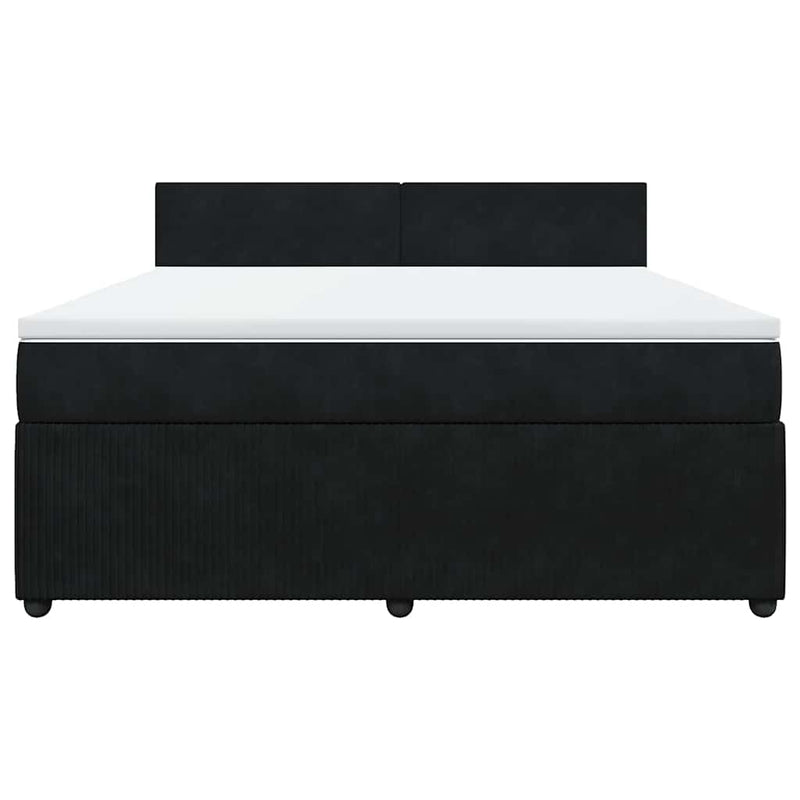 Pat box spring cu saltea, negru, 180x200 cm, catifea