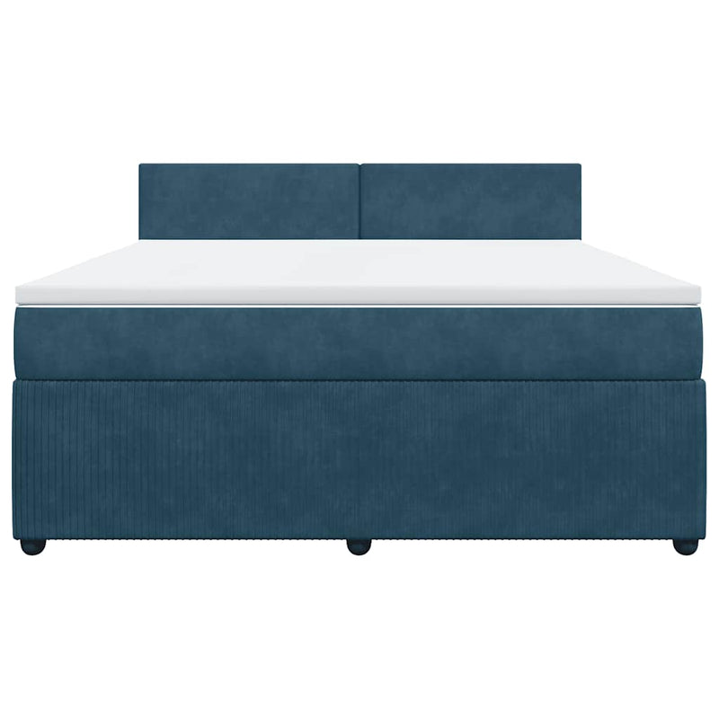 Pat box spring cu saltea, albastru, 180x200 cm, catifea
