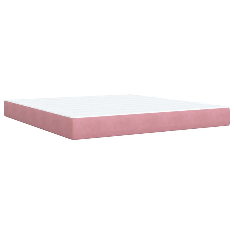 Pat box spring cu saltea, roz, 180x200 cm, catifea