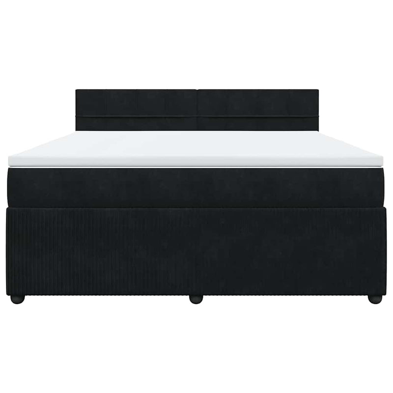 Pat box spring cu saltea, negru, 180x200 cm, catifea