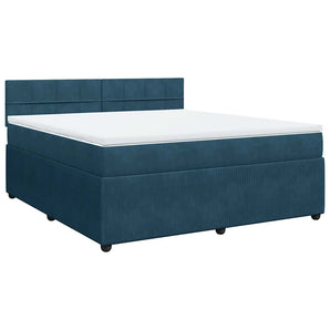 Pat box spring cu saltea, albastru, 180x200 cm, catifea