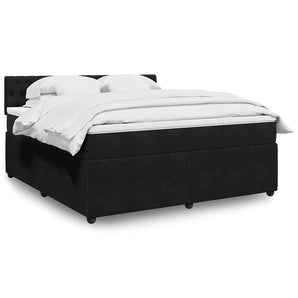 Pat box spring cu saltea, negru, 180x200 cm, catifea