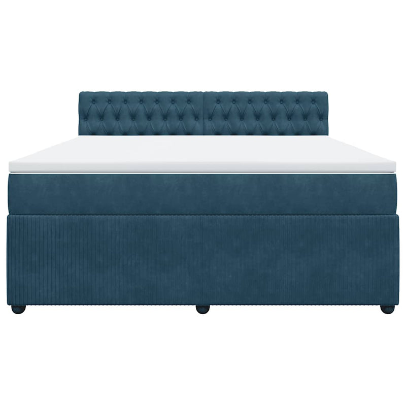 Pat box spring cu saltea, albastru, 180x200 cm, catifea