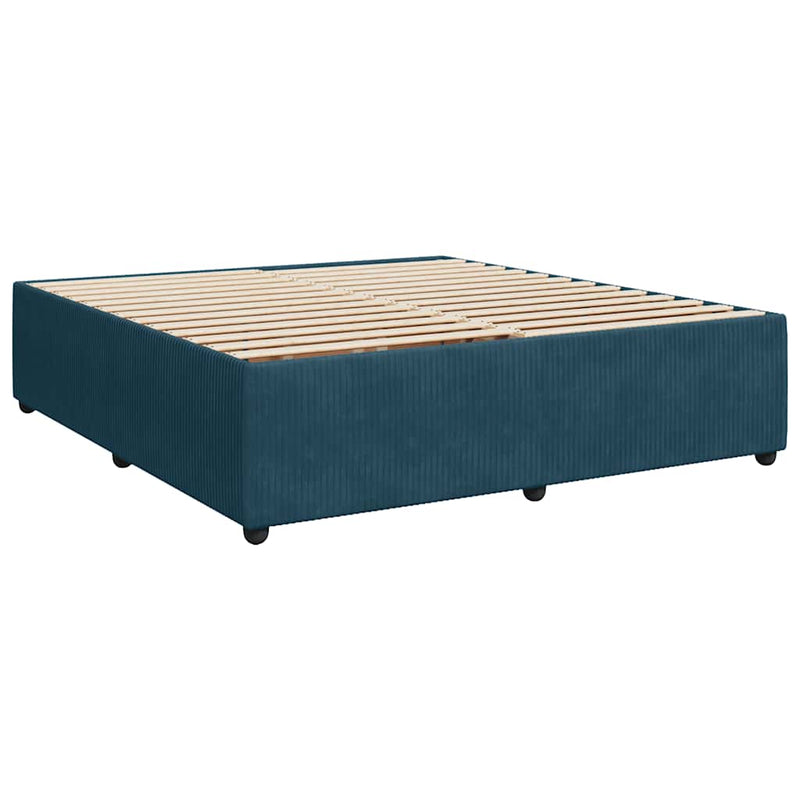 Pat box spring cu saltea, albastru, 180x200 cm, catifea