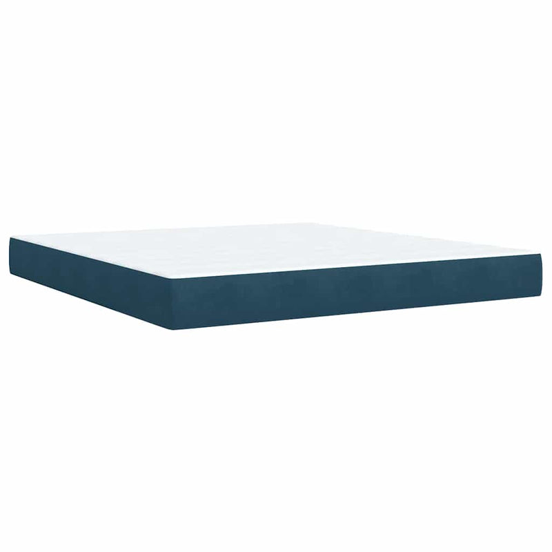 Pat box spring cu saltea, albastru, 180x200 cm, catifea