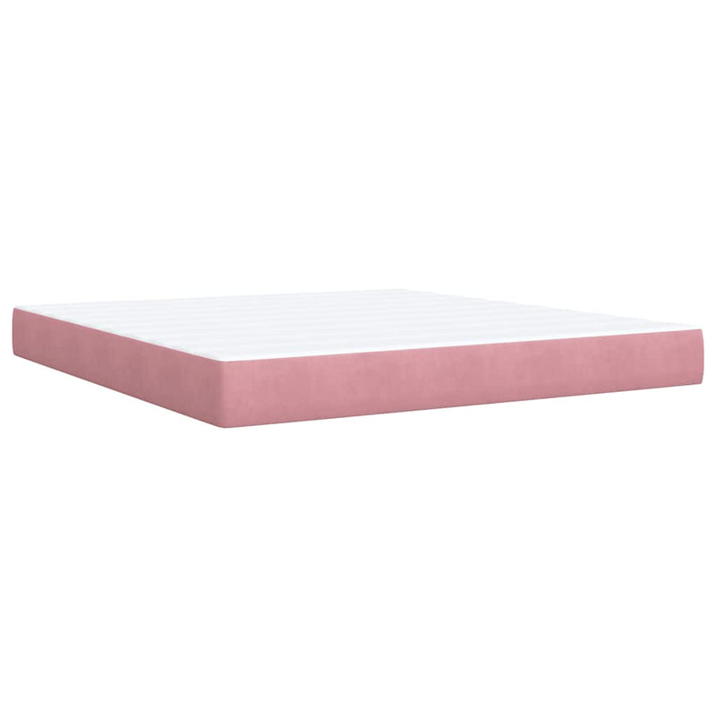 Pat box spring cu saltea, roz, 180x200 cm, catifea