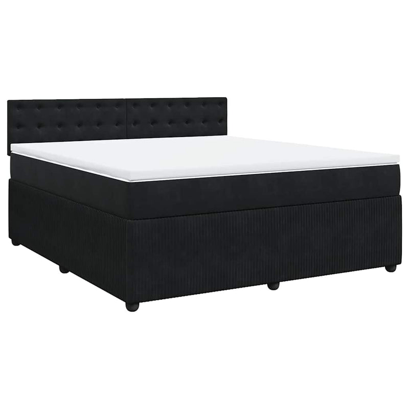 Pat box spring cu saltea, negru, 180x200 cm, catifea