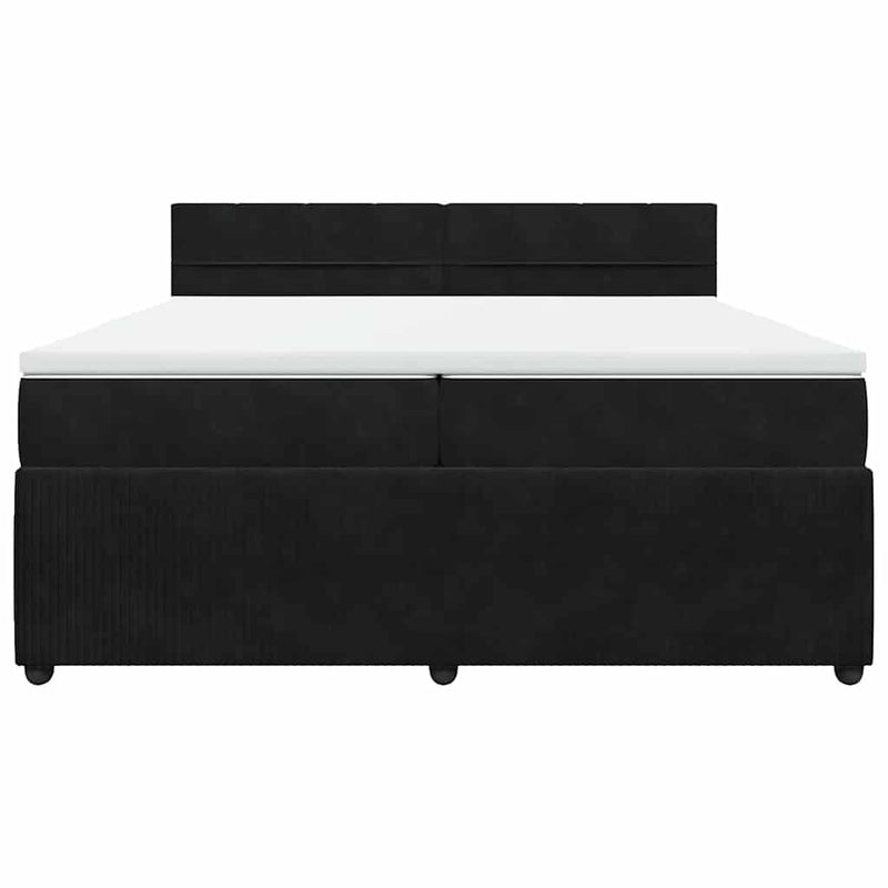 Pat box spring cu saltea, negru, 200x200 cm, catifea