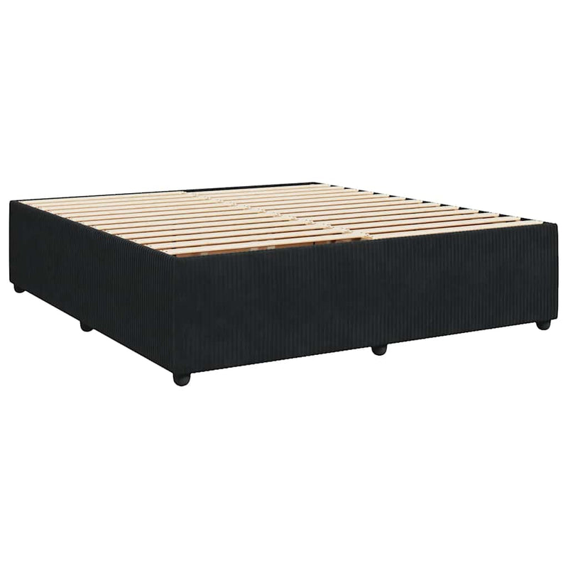 Pat box spring cu saltea, negru, 200x200 cm, catifea