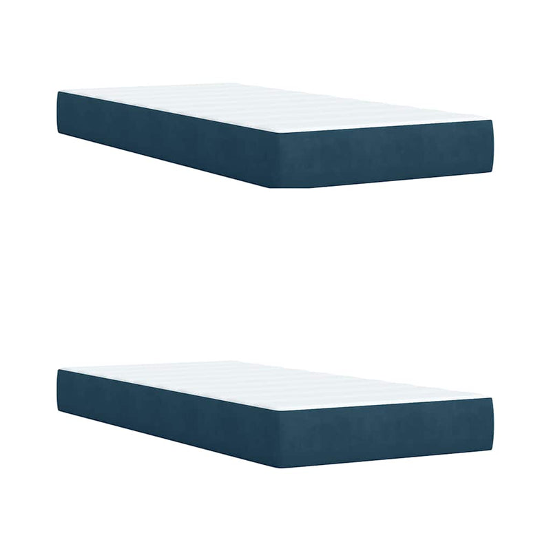 Pat box spring cu saltea, albastru, 200x200 cm, catifea