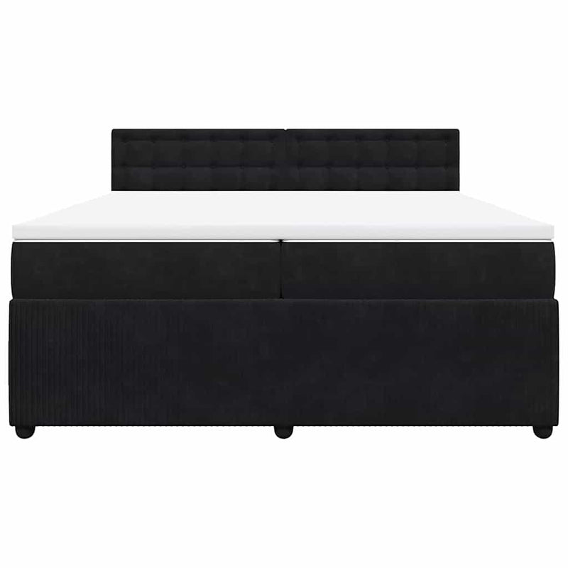 Pat box spring cu saltea, negru, 200x200 cm, catifea